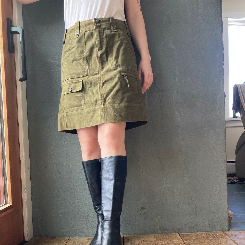 Anthropologie 'Paper Boy' Cargo Skirt, 100% Cotton, Olive Green, Size 4
